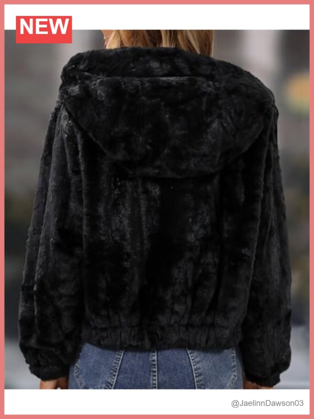 Faux Fur Crop Coat Full Zip Fleece Sherpa Jacket with Hood - Picture 4 of 4